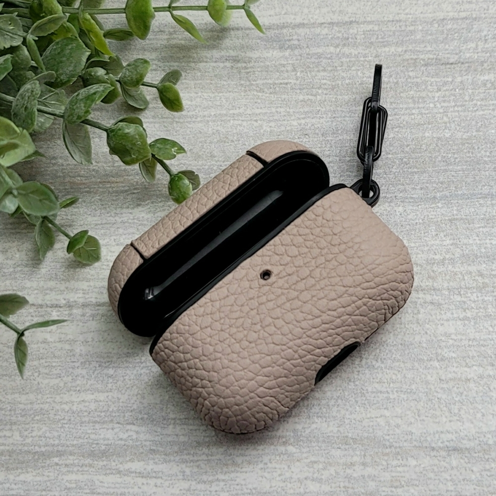 Apple Airpods Pro Leather Case Beige - Picture 3 of 5